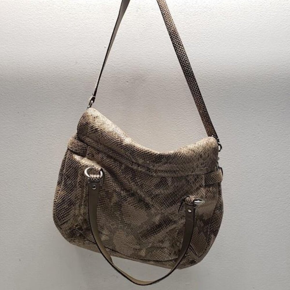 Coach Campbell Exotic Snakeskin Embossed Leather Small Flap Satchel Bag - Picture 4 of 8